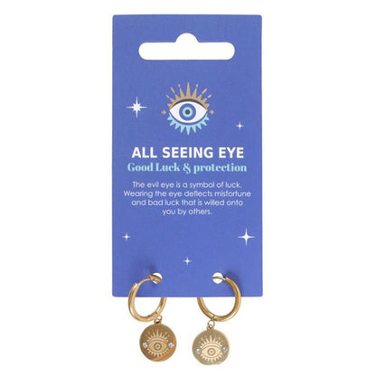 Gold Toned All Seeing Eye Earrings