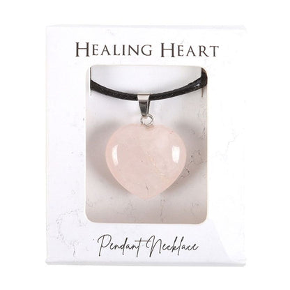 Rose Quartz Healing Crystal Heart Necklace