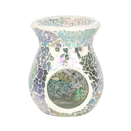 Small Light Blue Iridescent Crackle Oil Burner