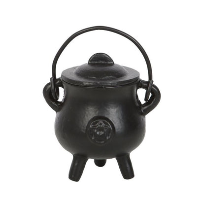 Smooth Cast Iron Cauldron with Pentagram - 7.5cm