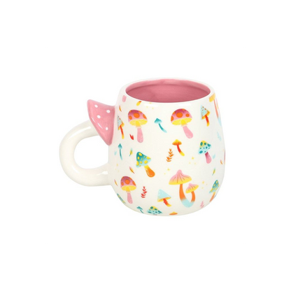 Funky Fungi Print Mug with Mushroom Handle