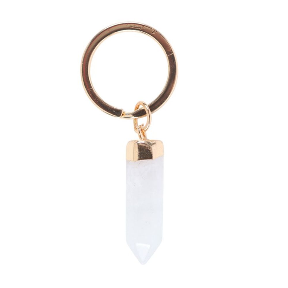 Clear Quartz Semi Precious Crystal Keyring