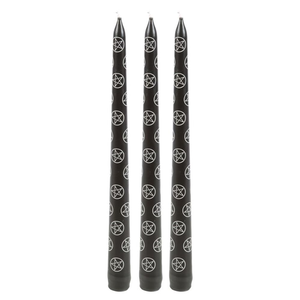 Set of 3 Black Magic Pentagram Taper Candles