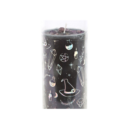 Crystal Witch Jasmine Tube Candle with Amethyst Chips