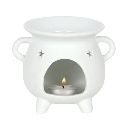 White Pentagram Cauldron Oil Burner