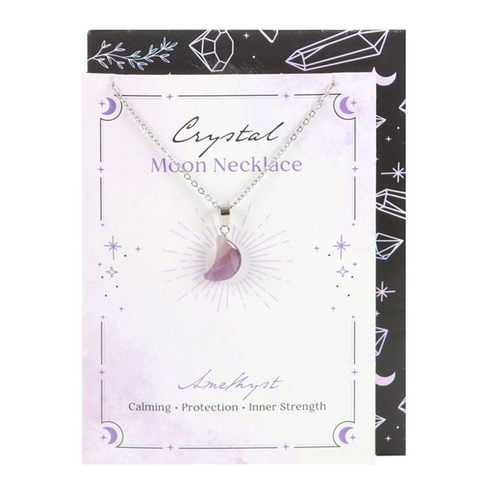 Amethyst Crystal Moon Necklace on Greeting Card