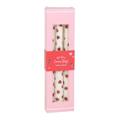 Set of 3 Love Bug Ladybird Taper Candles