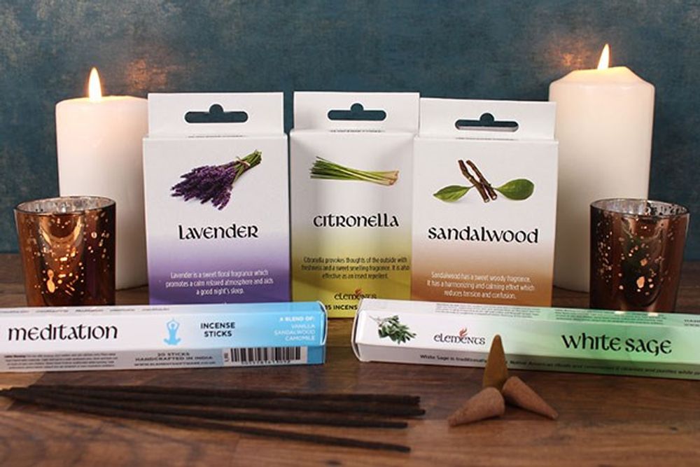 Set of 12 Packets of Elements Lavender Incense Cones