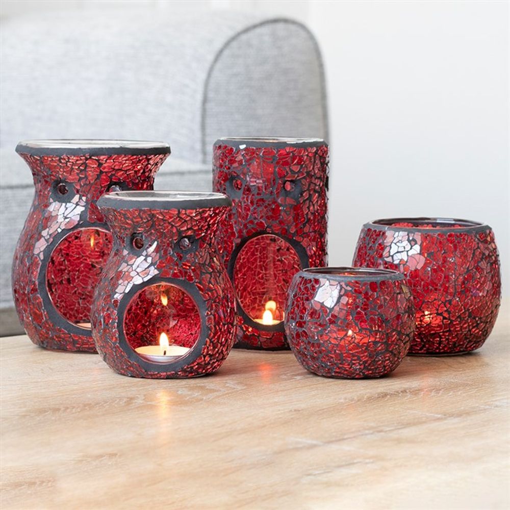 Small Red Crackle Glass Oil Burner