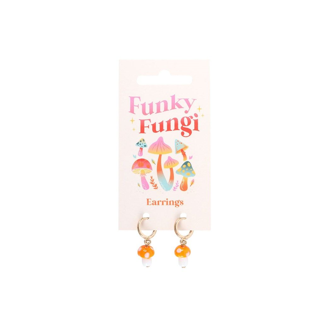 Orange Mushroom Dangle Earrings