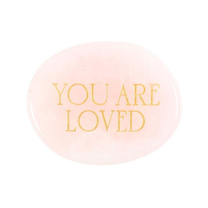 You Are Loved Rose Quartz Crystal Palm Stone