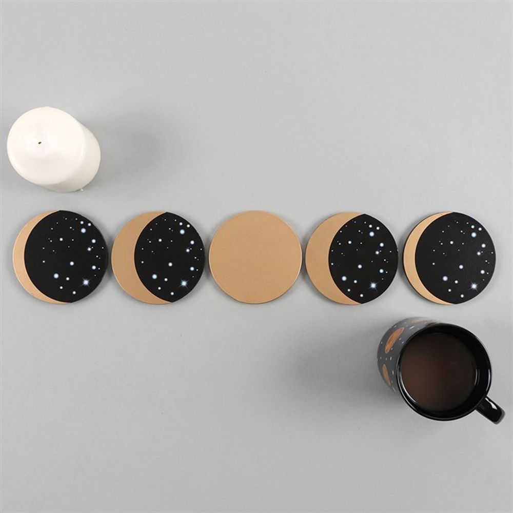 Moon Phases 5-Piece Coaster Set