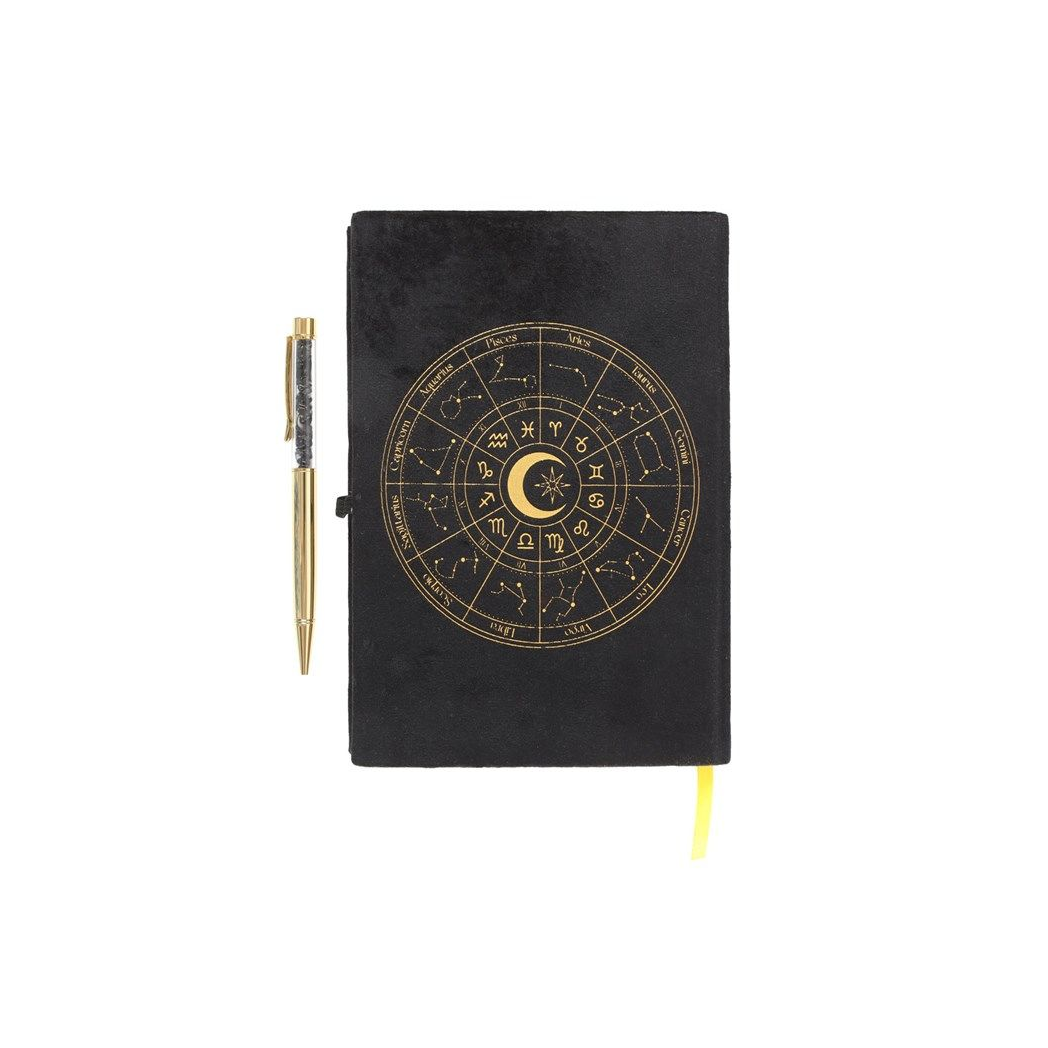 Astrology Wheel Journal with Black Obsidian Pen