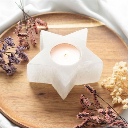 Selenite Star Tealight Holder