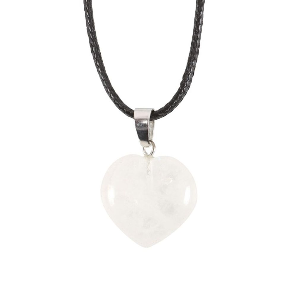 Clear Quartz Healing Crystal Heart Necklace