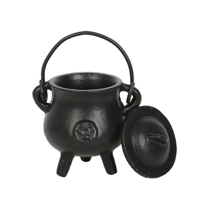 Smooth Cast Iron Cauldron with Pentagram - 7.5cm