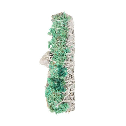 6in Ritual Wand Smudge Stick with White Sage, Abalone and Quartz