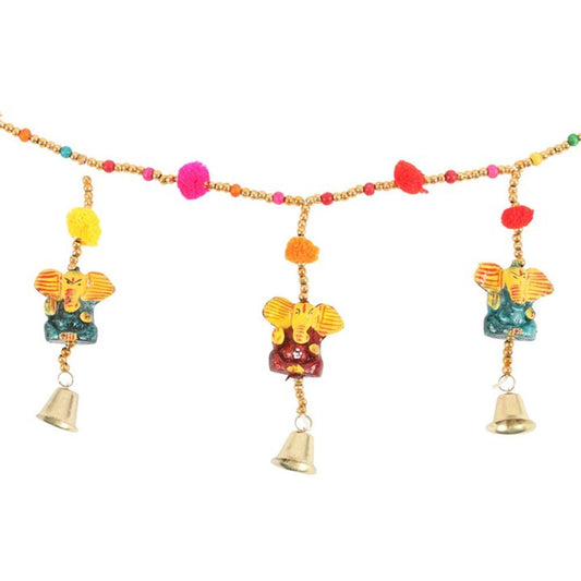 Hanging Ganesh Garland with Beads and Bells