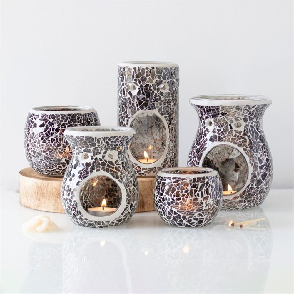 Small Gunmetal Grey Crackle Oil Burner