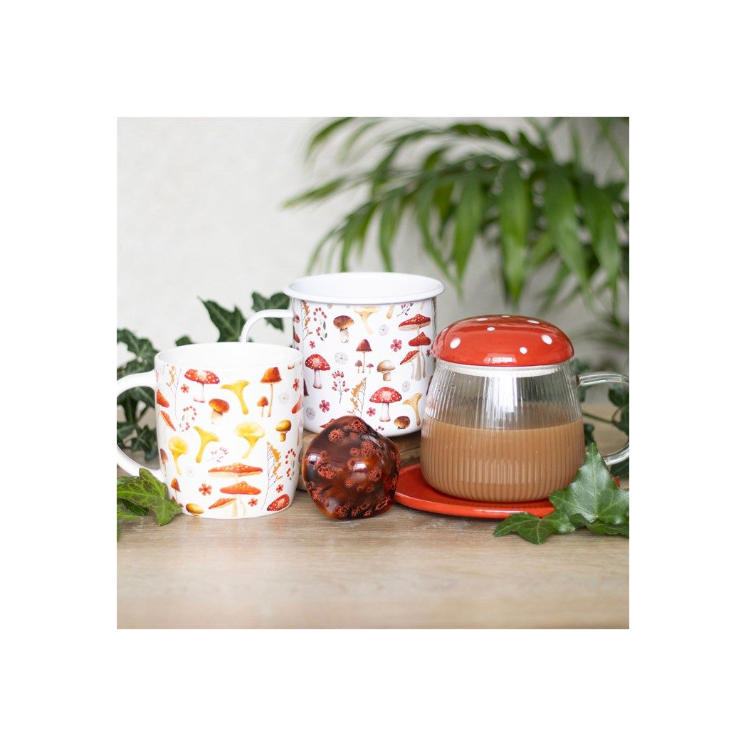 Glass Mushroom Mug and Saucer