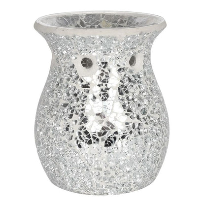 Large Silver Crackle Oil Burner