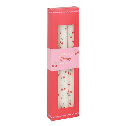 Set of 3 Heart Cherry Taper Candles