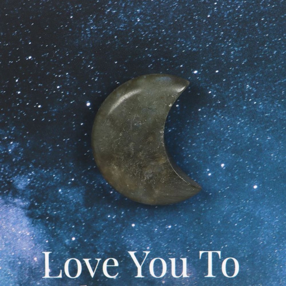 Moon & Back Labradorite Crystal Moon Greeting Card