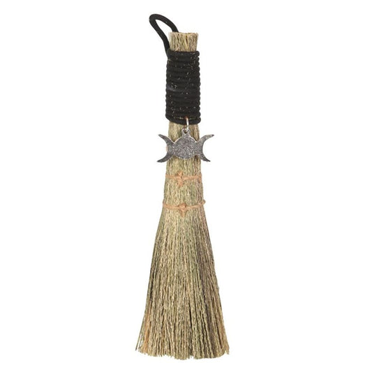 Broom with Triple Moon Charm 20cm